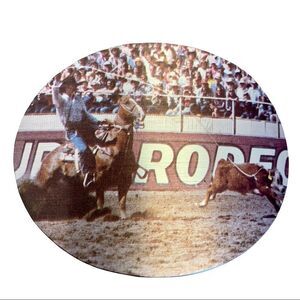 RODEO cowboy coloured picture oval belt buckle